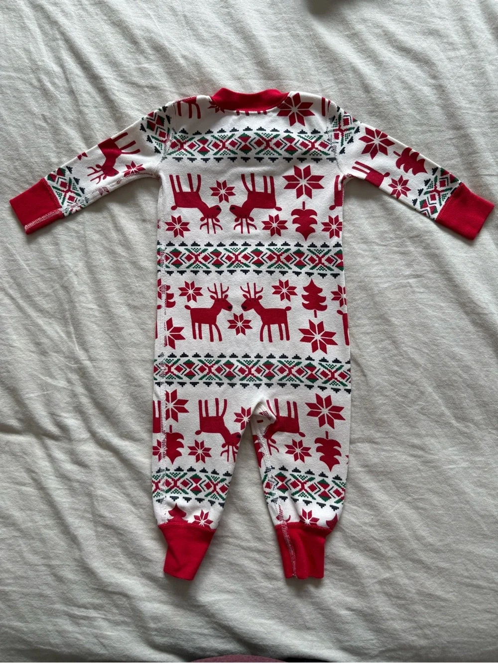 Hanna Andersson Organic Cotton Zip Sleeper 6-12M Fair Isle Dear Deer Christmas